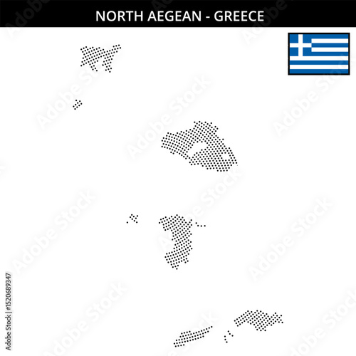 Small circular dotted map of north-aegean of greece