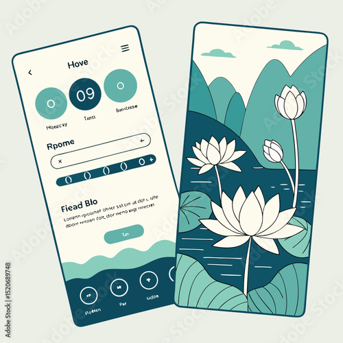 Mindfulness meditation app UI vector