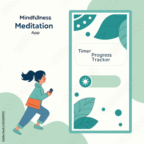 Mindfulness meditation app UI vector