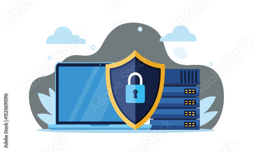 Flat Vector Cybersecurity & Data Protection Illustration
