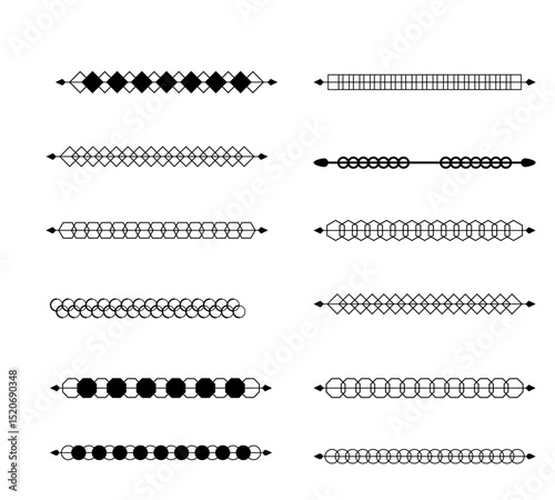 set of vector black and white borders