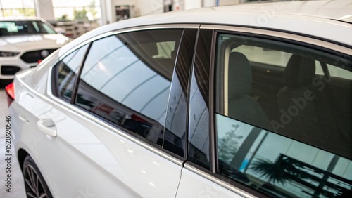 Luxury automobiles lined up in a bustling city parking lot, ready for a wash or to hit the road