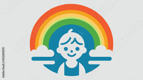 logo with an illustrated rainbow in a spectrum of colors, representing a children's daycare's joy and diversity