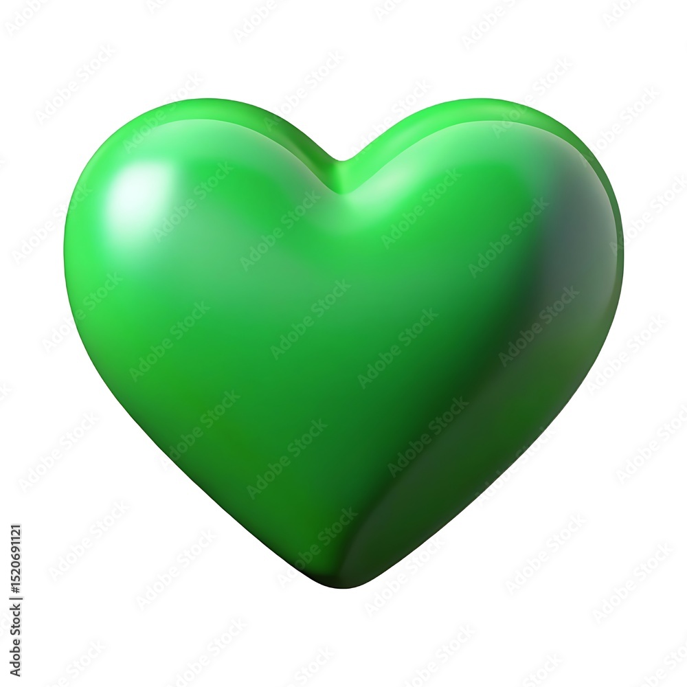 3d rendered shiny green heart isolated on white background perfect for design and valentines day concepts 3d rendered shiny green heart isolated on white background perfect for design and valentines day concepts