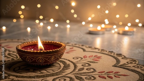 Warm Christmas candles glow, their flames dancing in the dark, casting a romantic light for holiday celebration