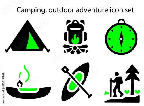 set of vector icons of camping