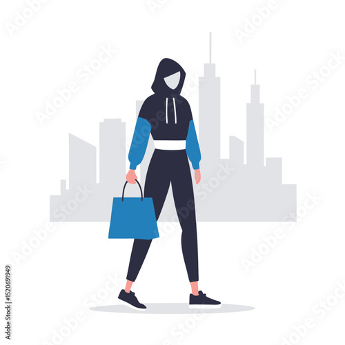 a woman in a trendy outfit carrying a designer shopping bag