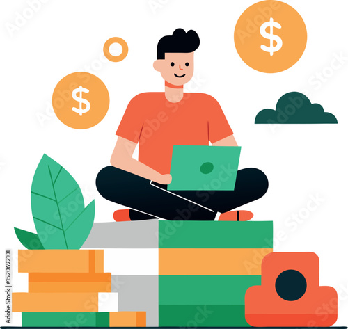 Illustration Of Financial Success Through Digital