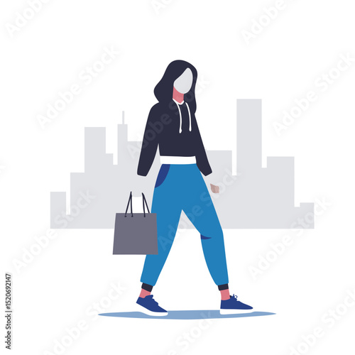 a woman in a trendy outfit carrying a designer shopping bag
