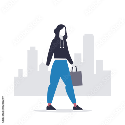 a woman in a trendy outfit carrying a designer shopping bag