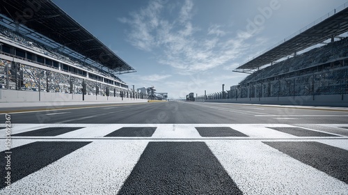 Modern Race Track Asphalt Empty Grandstand Design Speed sky day road path lane grey blue view sport 