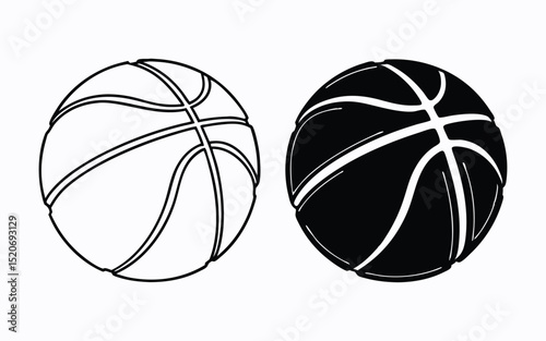 Basketball outline and silhouette