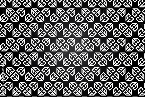 Wallpaper Mural Black and white seamless geometric pattern with vintage damask floral design for wallpaper and fabric background Torontodigital.ca