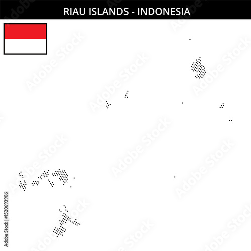 Small circular dotted map of riau-islands in Indonesia