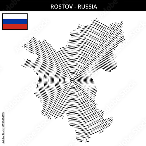 Small circular dotted map of Rostov in Russia