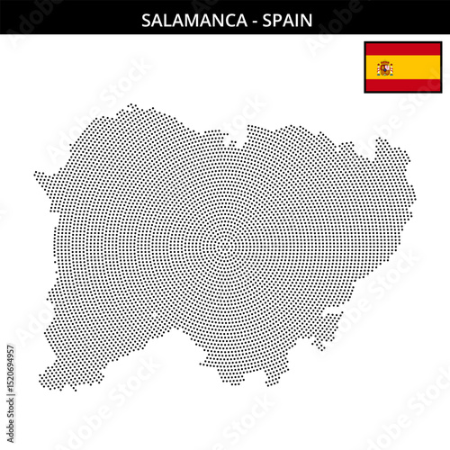 Small circular dotted map of salamanca in Spain