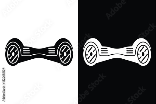 Modern Hoverboard Vector. Black and White Tech Mobility Symbol