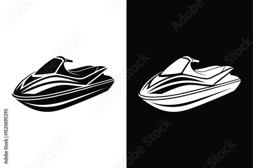 Silhouette Jet Ski Logo. Dynamic Vector for Graphic Design Use