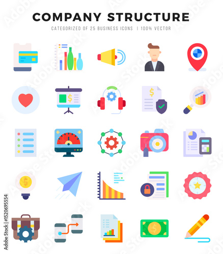 Company Structure Flat icons. Vector Flat illustration.