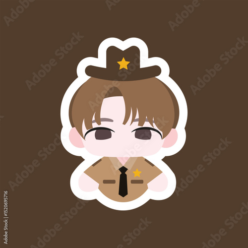 Colored Chibi Sheriff Cartoon Illustration