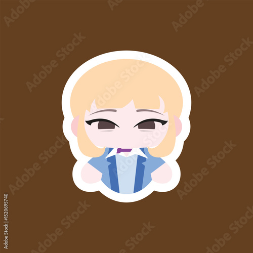 Colored Chibi Air Hostess Cartoon Illustration