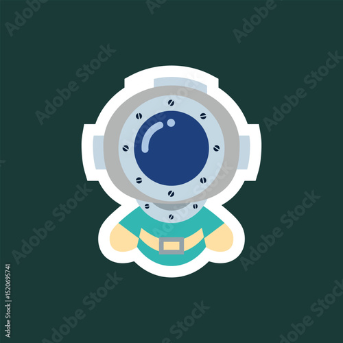 Colored Chibi Diver Cartoon Illustration