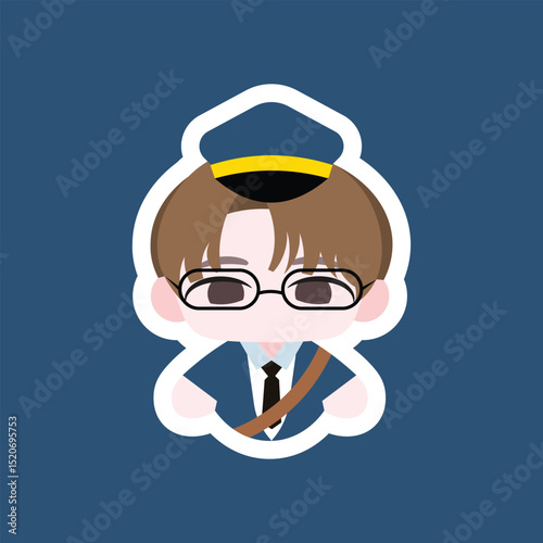 Colored Chibi Postman Cartoon Illustration