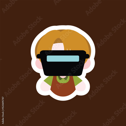Colored Chibi Welder Cartoon Illustration