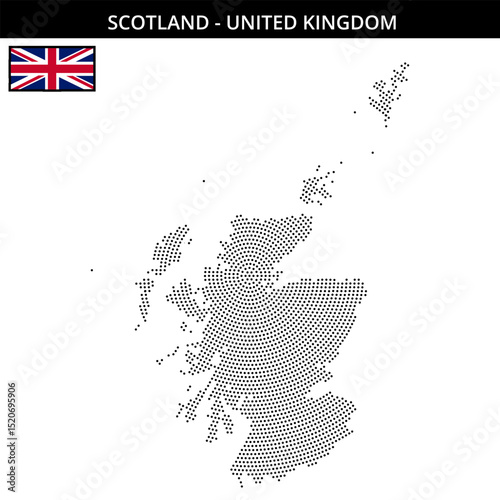 Small circular dotted map of scotland in United Kingdom
