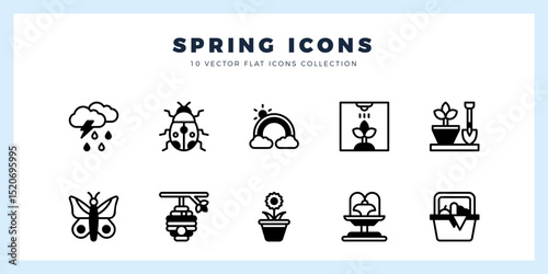 10 Spring Lineal Fill icons pack. vector illustration.