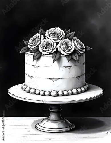wedding cake with roses