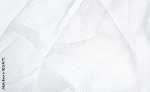 Crumpled white tissue texture with translucent layers and soft shadows in macro view. Delicate surface detail perfect for packaging, product mockups, backgrounds, crafts, design elements, and artistic