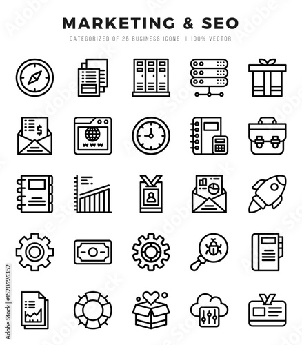 Marketing & SEO icons Pack. Lineal icons set. Marketing & SEO collection set.