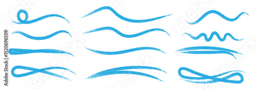 Line brush marker scribble sketch underline. Blue pencil strokes isolated. Crayon or marker scribbles. Brush strokes lines collection. Vector illustrator