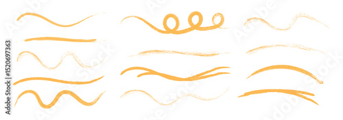 Doodle sketch style of highlighting brush strokes lines. Crayon or marker scribbles. hand drawn underline brush pencil illustration. Yellow hand drawn marker highlighter strokes. Vector illustration