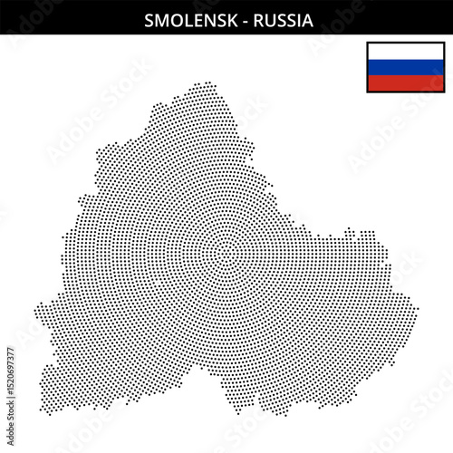 Small circular dotted map of smolensk in Russia