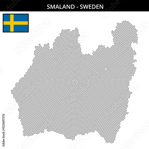 Small circular dotted map of Smaland in Sweden