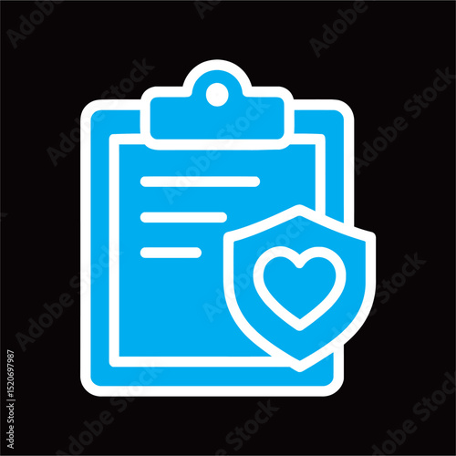 Minimalist Line Document with Shield Heart Shape Icon Symbol Graphic