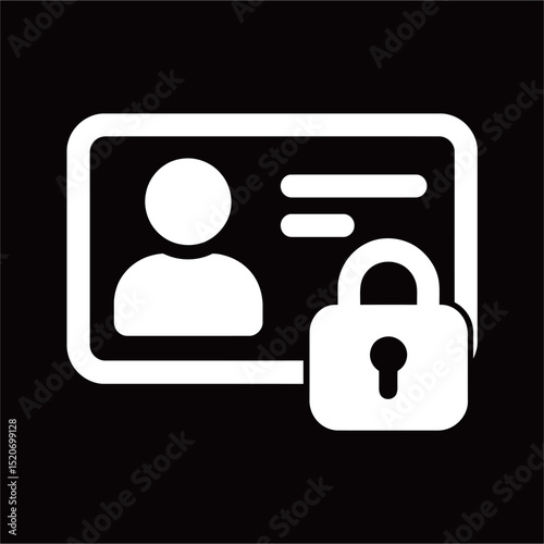 Simple Outline Style Secured ID Card Privacy Protection Icon Element