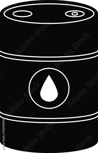 Oil drum container, barrel icon. black design  with sign flat icon, isolated on white background, for apps and websites
