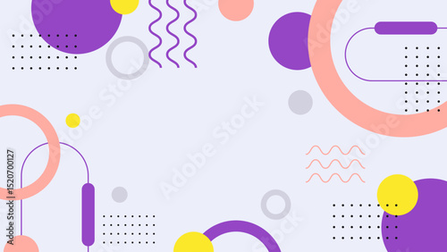 Colorful Abstract Memphis Geometric Shapes on Background