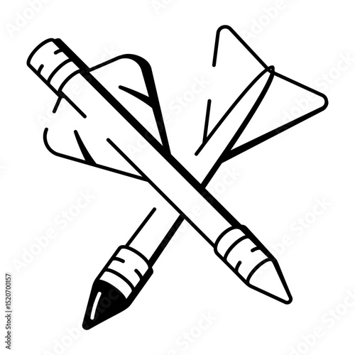 A hand drawn style icon of crossed arrows
