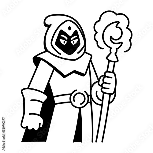 A doodle style icon of fantasy hunter
