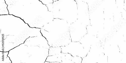 White cracked wall above brick wall with cracks and black spots creating textured and cracked surface with peeling and damaged texture