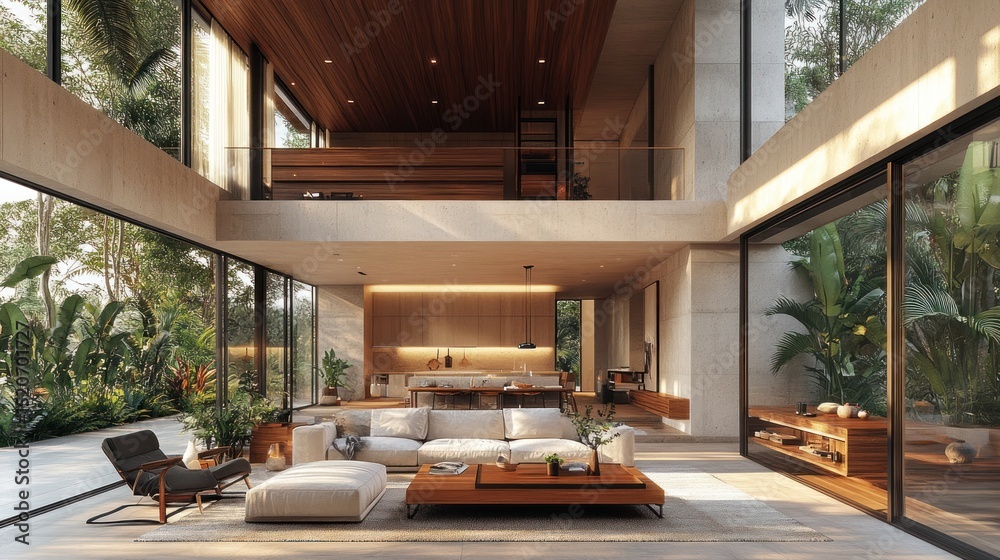 Fototapeta premium Luxury Tropical Modern Home Interior Design