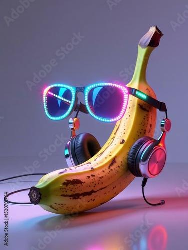 A banana wear a fun eye glasses