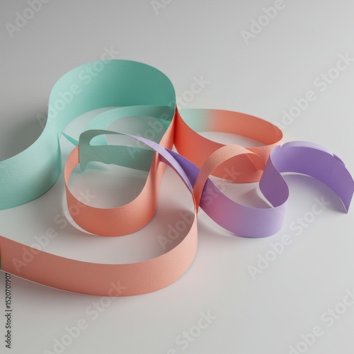 Pastel colored paper strips on white background