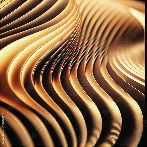Wavy golden smooth metal background. Vector illustration	