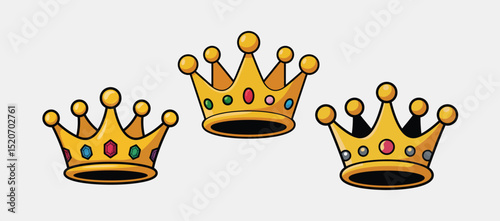 set of Crowns in a vector artboard, vector illustration of crown design