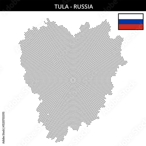 Small circular dotted map of tula in Russia